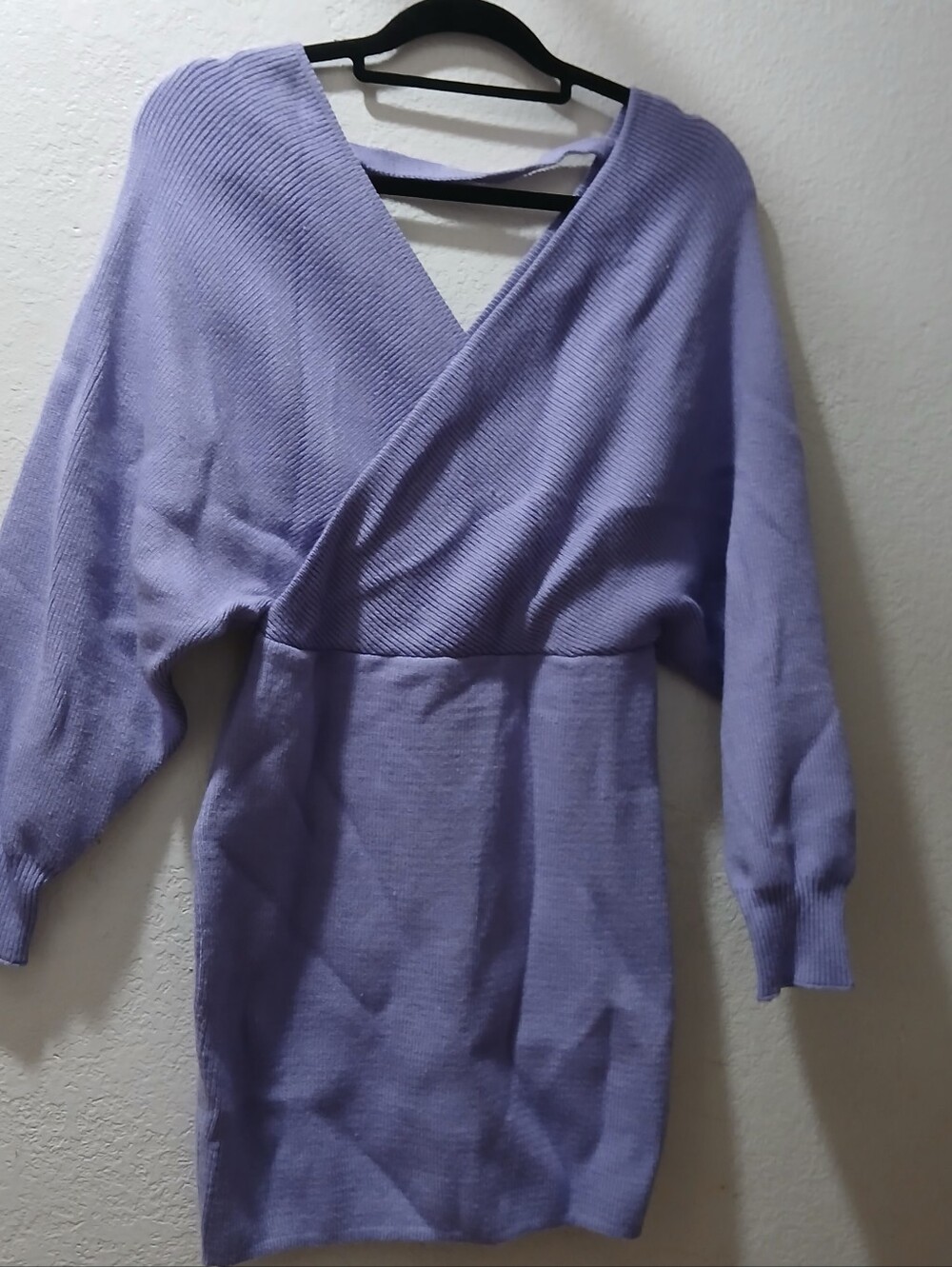 Fashion Nova New L Lavender V-Neck Wrap Sweater Dress